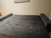 Mėlyna velvetinė dvigulė / viengulė sofa-lova. - nuotraukos Nr. 8