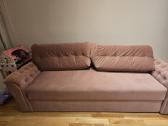 Šviesiai rožinė velvetinė sofa-lova. - nuotraukos Nr. 3