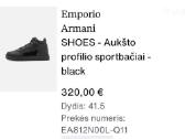 Emporio Armani aukšto profilio sportbačiai 41,5 - nuotraukos Nr. 4