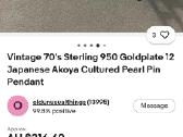 Vintage sidabro sagė,18k paauksavimu ir perlais - nuotraukos Nr. 14