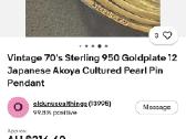 Vintage sidabro sagė,18k paauksavimu ir perlais - nuotraukos Nr. 15