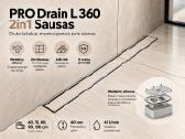 Dušo latakas Pro Drain L 360 2in1 Sausas - nuotraukos Nr. 2