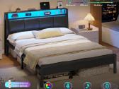 Dvigulė lova 140x190 su LED, Usb, lentynėle - nuotraukos Nr. 3