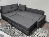 Pilka kampinė sofa išskleidžiama, su dėže - nuotraukos Nr. 2
