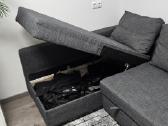 Pilka kampinė sofa išskleidžiama, su dėže - nuotraukos Nr. 3