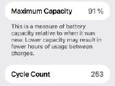 iPhone 15 Pro Max 512gb health 91% cycle count 253 - nuotraukos Nr. 4