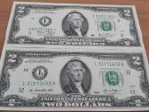 2 dolerių kupiūros Unc