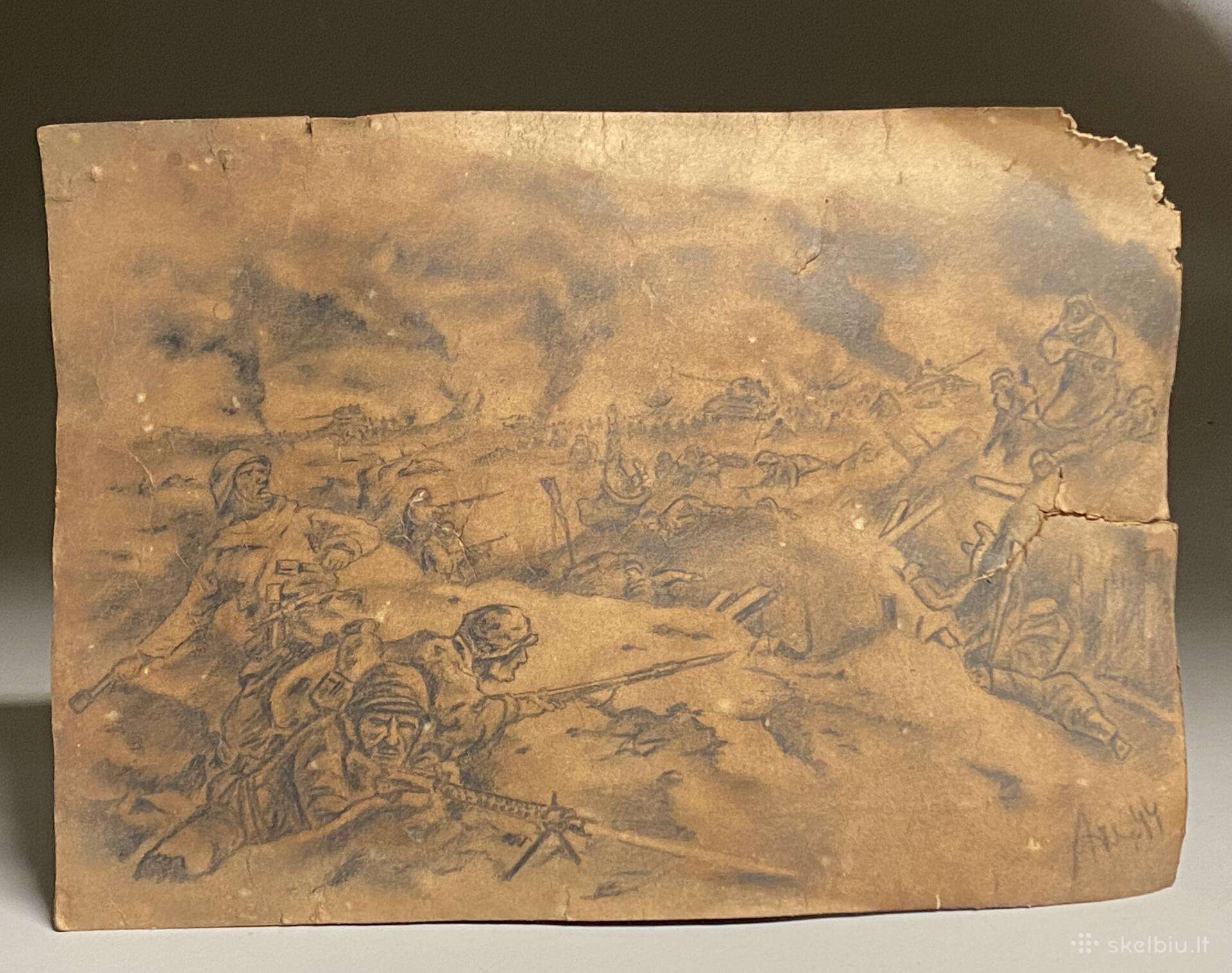 1944 m. vokiečių kareivio piešinys 1. Mūšio scena