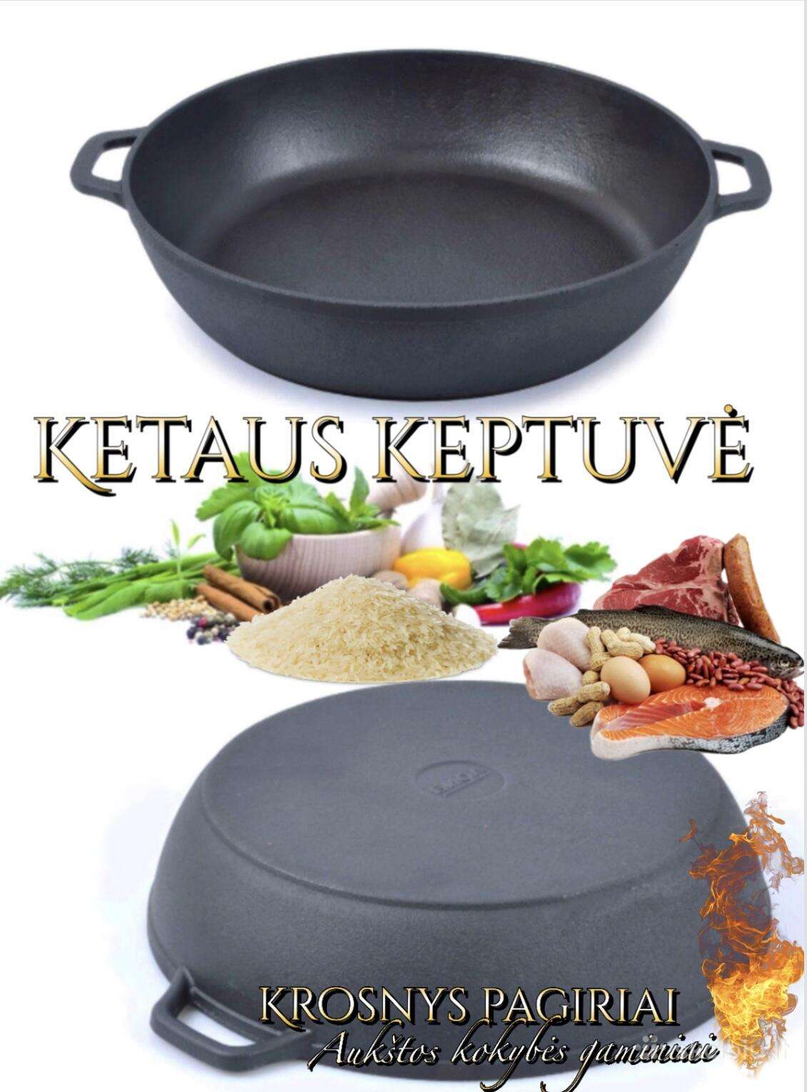 Ketaus keptuvė, kazanas, pečiukai