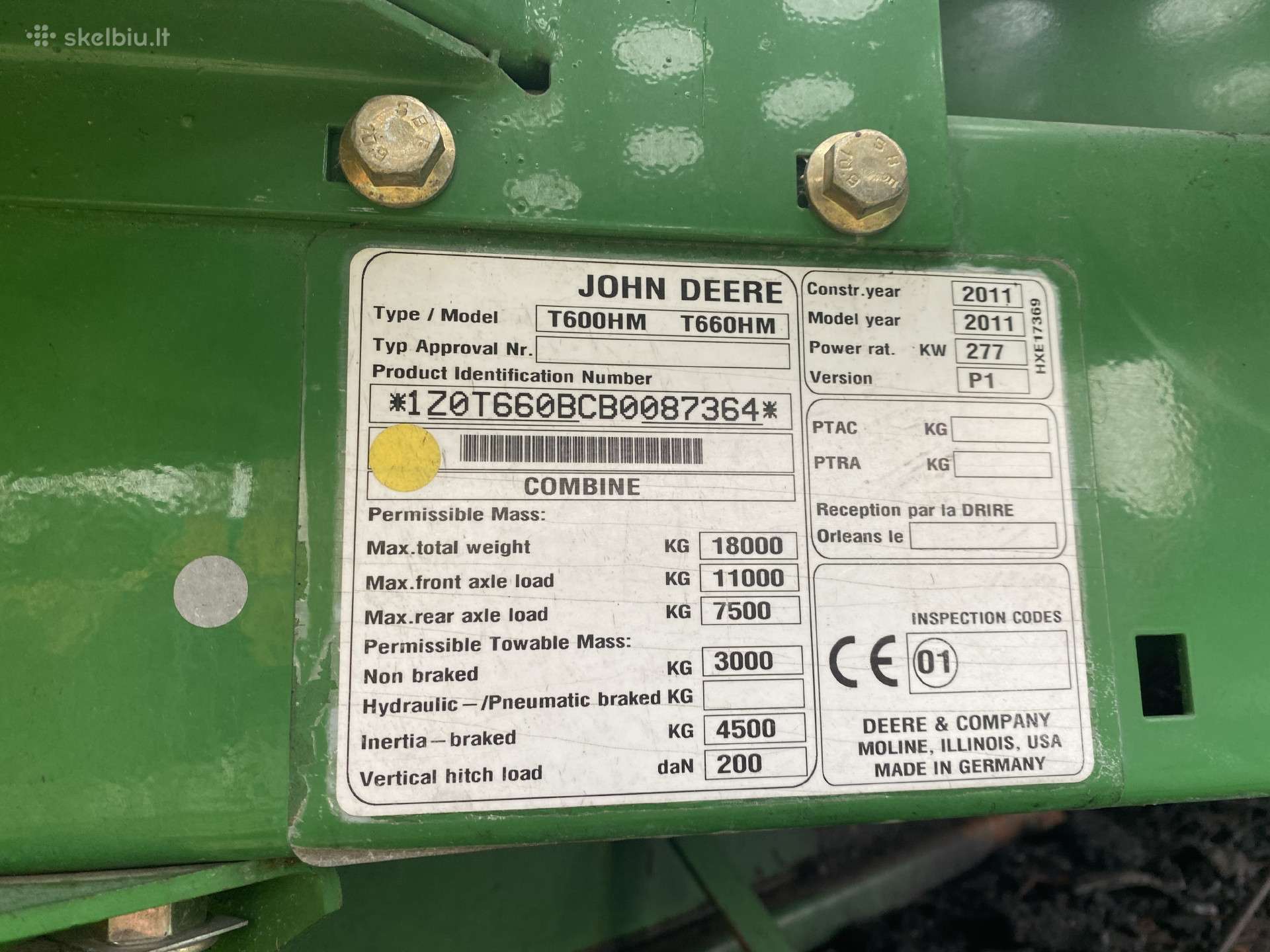 John Deere T660, комбайны