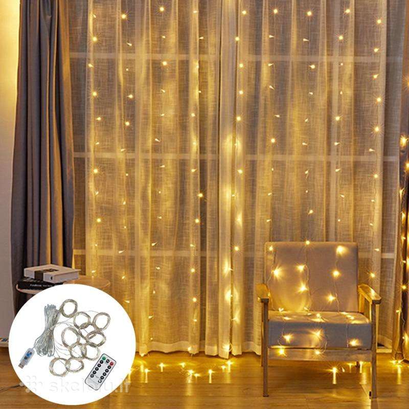 300 LED lempučių užuolaida su pulteliu 3x3