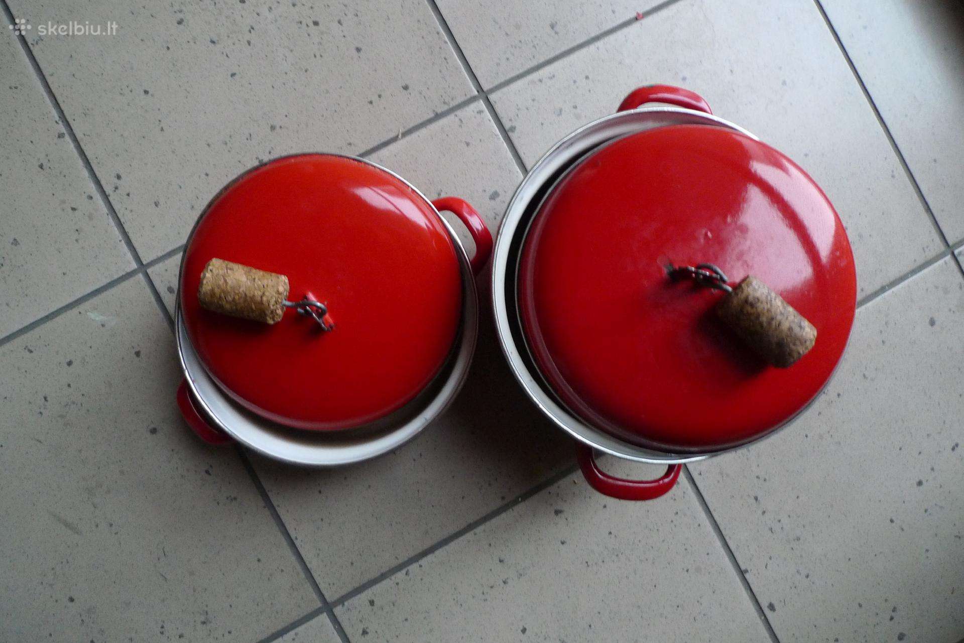 Du emaliuoti puodau 4 ir 2 litru