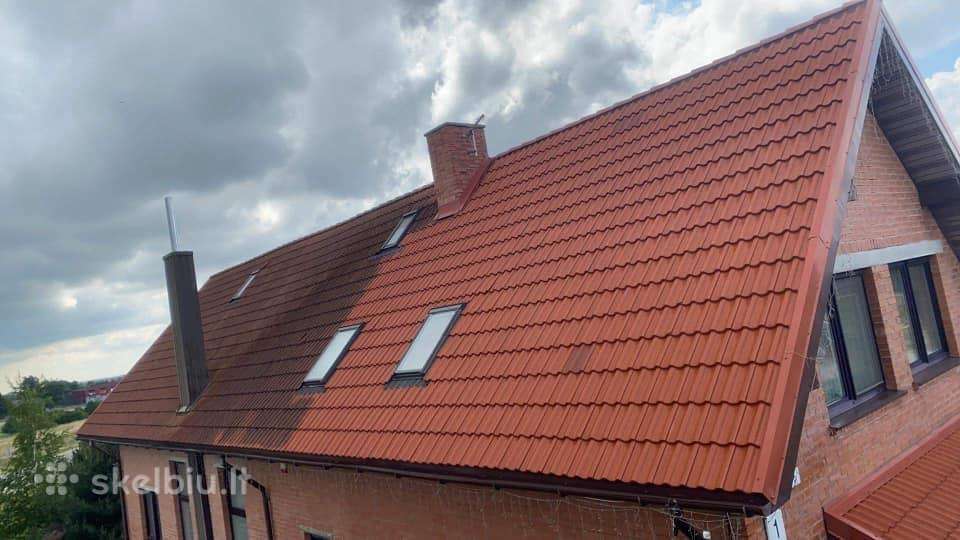 Stogų, fasadų,trinkelių valymas, plovimas, dažymas
