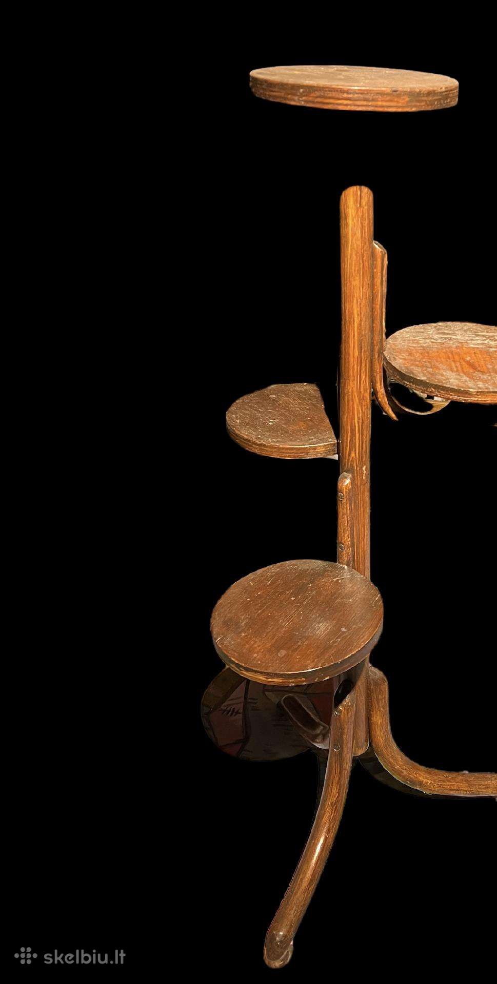 Antikvarinis retas medinis Thonet gėlių stovelis