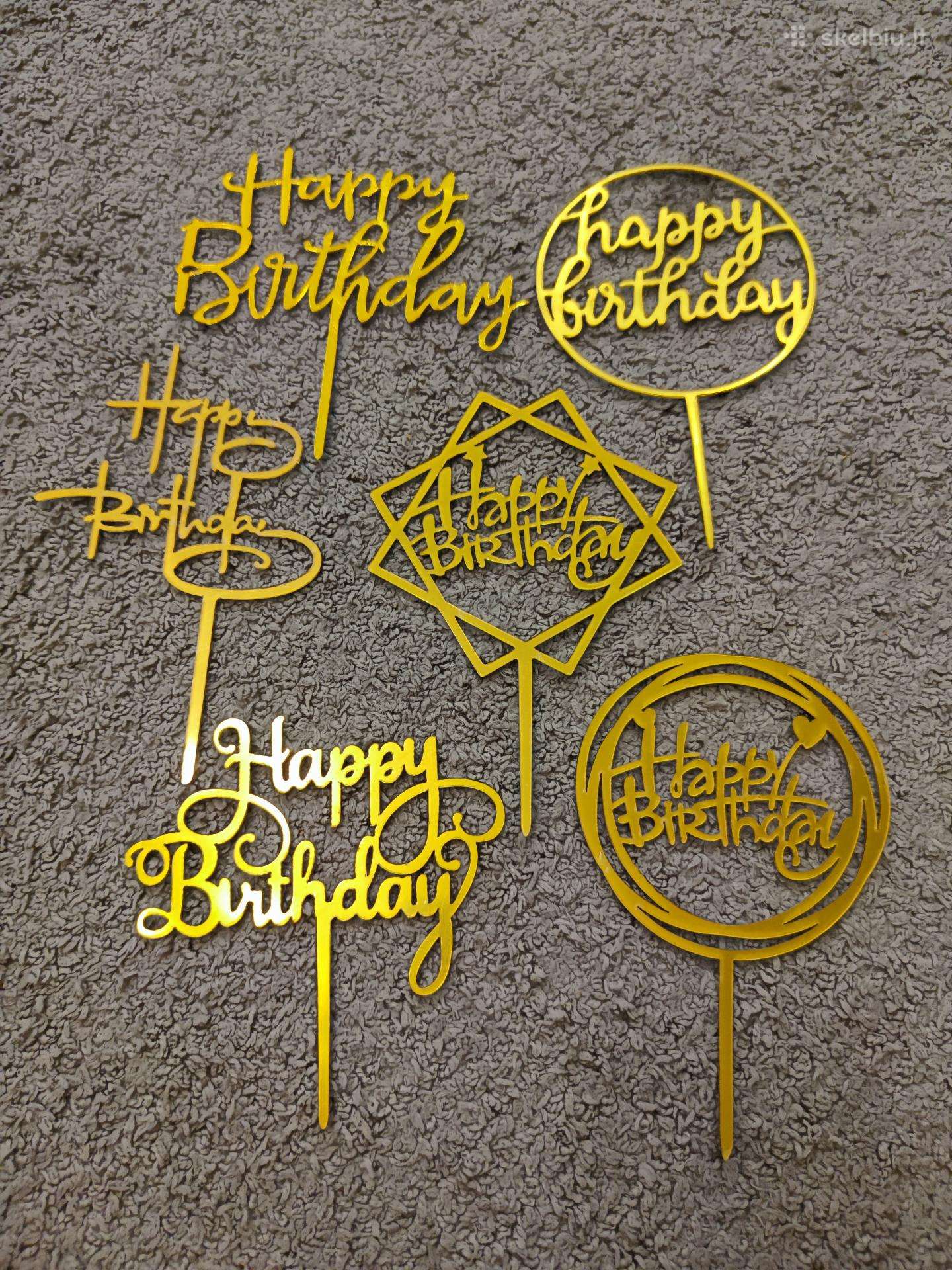 Happy birthday torto papuošimai smeigtukai