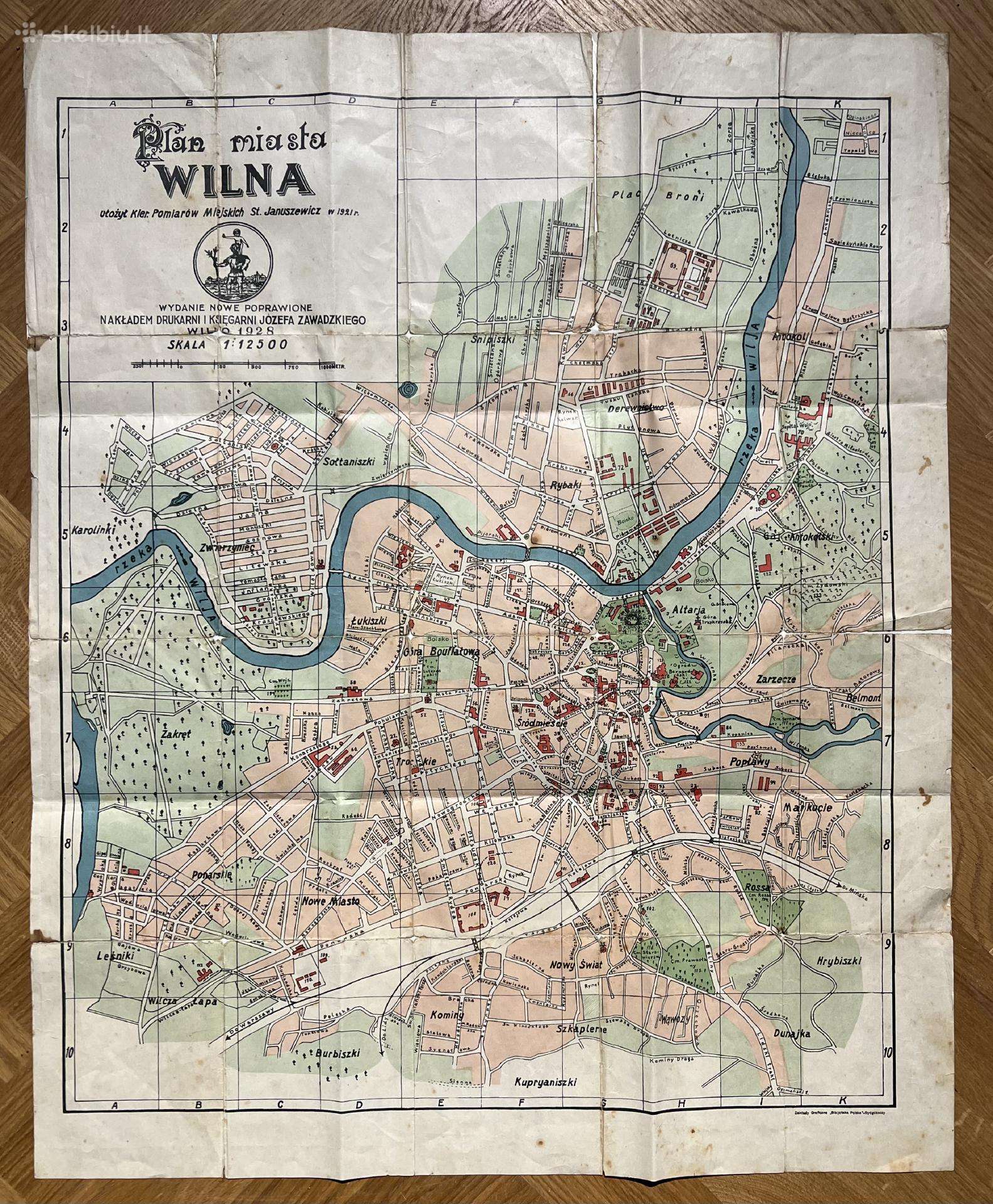 Senovinis Vilniaus miesto planas žemėlapis 1928 m.