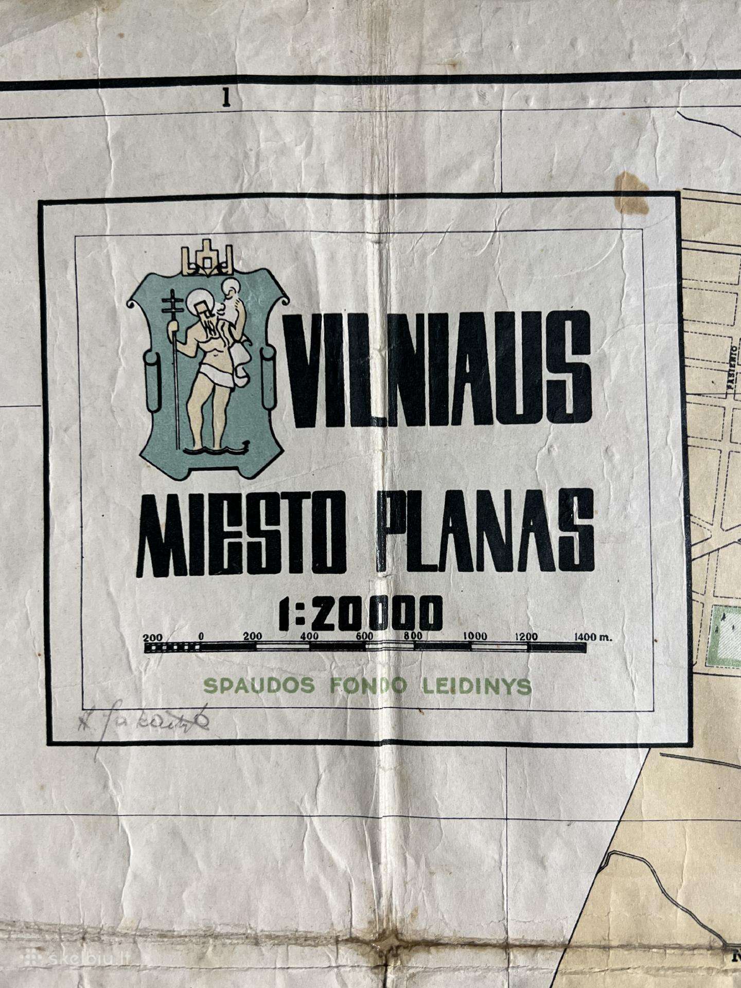 Senovinis 1940 m. Vilniaus planas žemėlapis