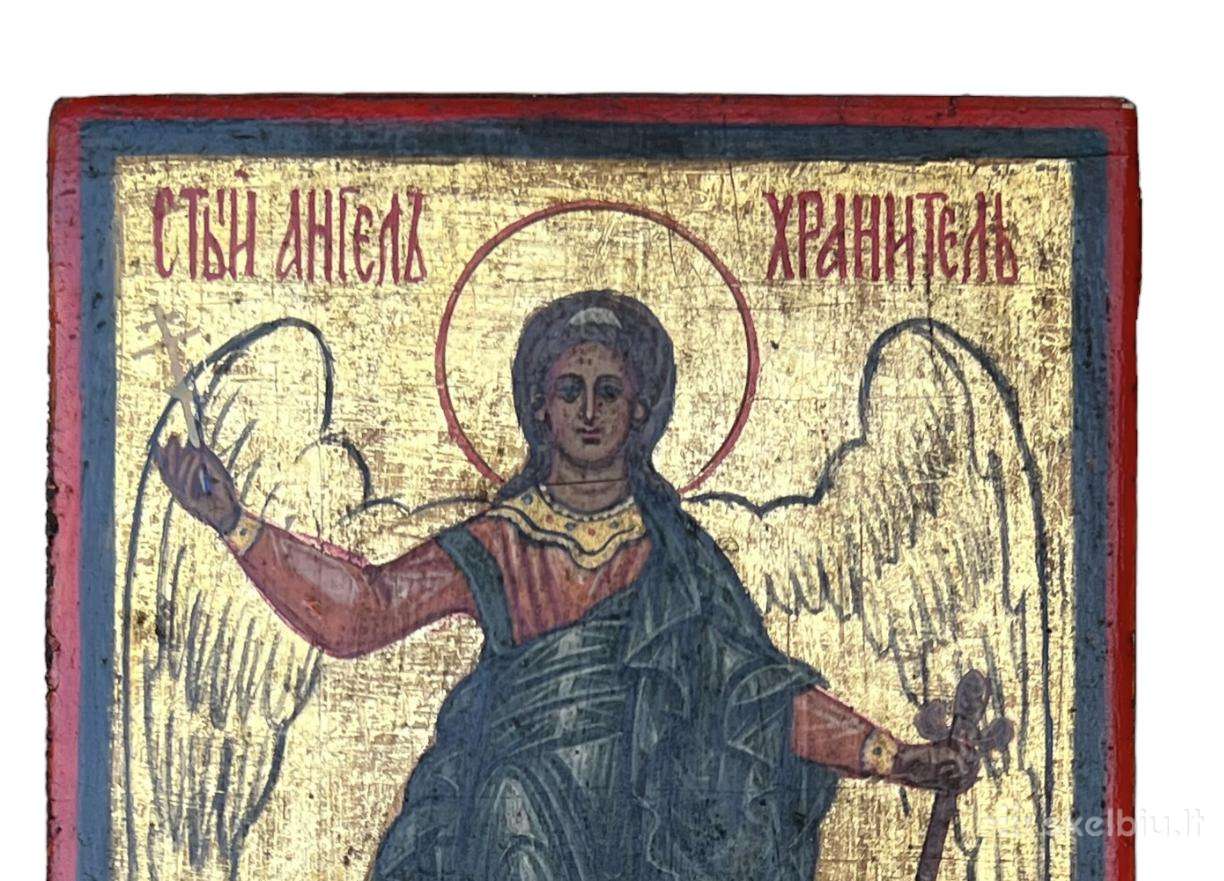 Medinė ikona Angelas sargas.