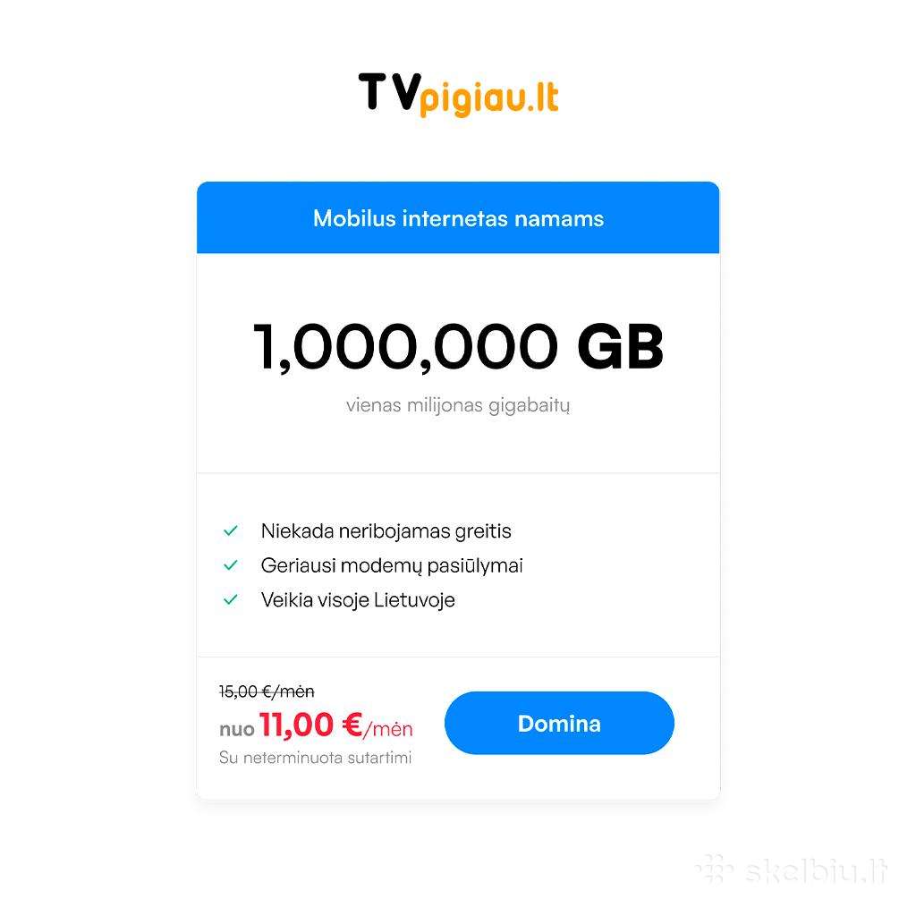 Metams internetas + Nešiojamas 4G modemas-159 eur