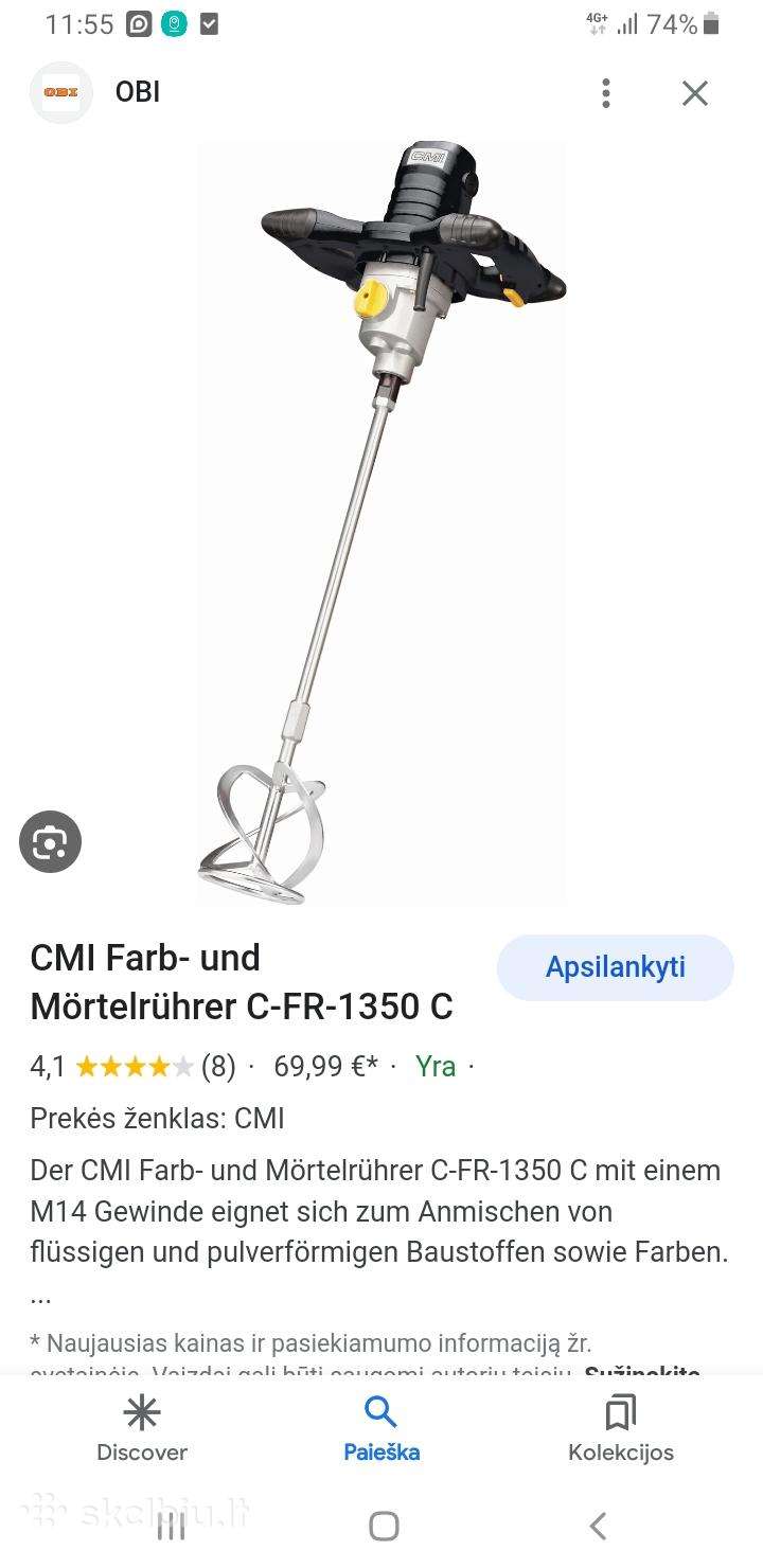 Statybiniu misiniu mikseris