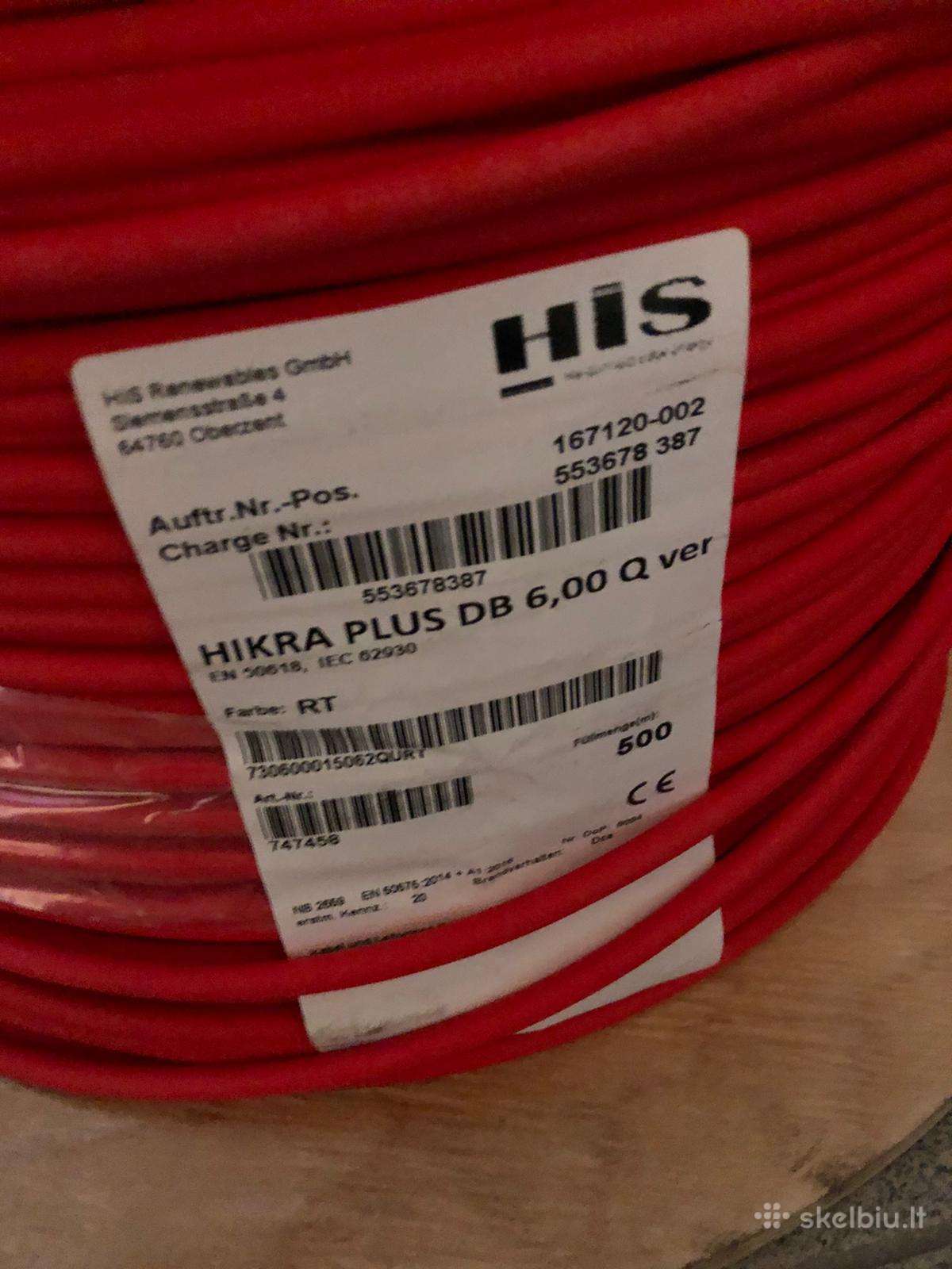 Saulės elektrinių kabeliai, laidai. Raudonas Juoda