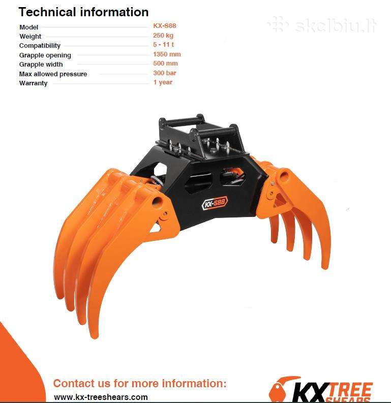 Universalus griebtuvas 5-11t ekskavatoriams Kx-s88