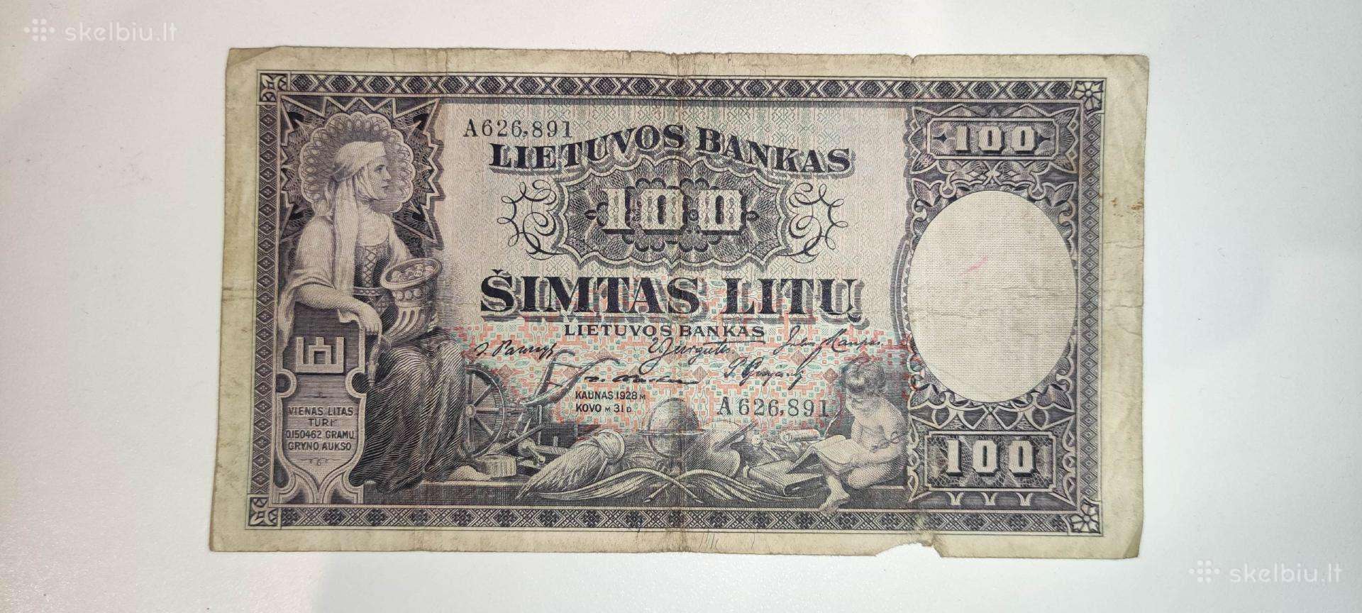 1928 metų Smetonos laikų 100 Litų