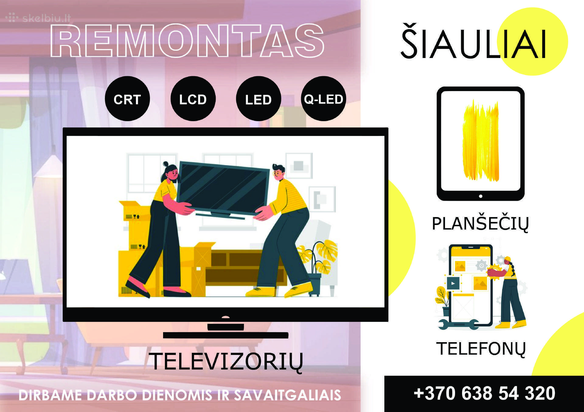 Televizorių ir antenų remontas Šiauliuose