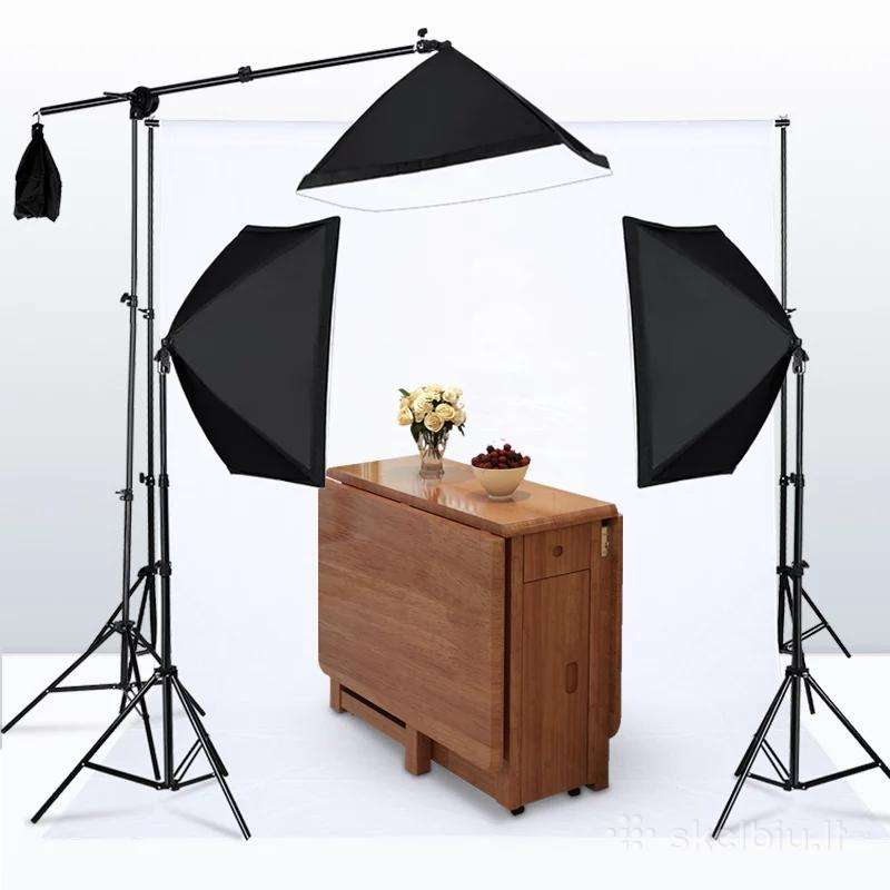 Rinkinys su 3x135w softbox + gervės alkūnė