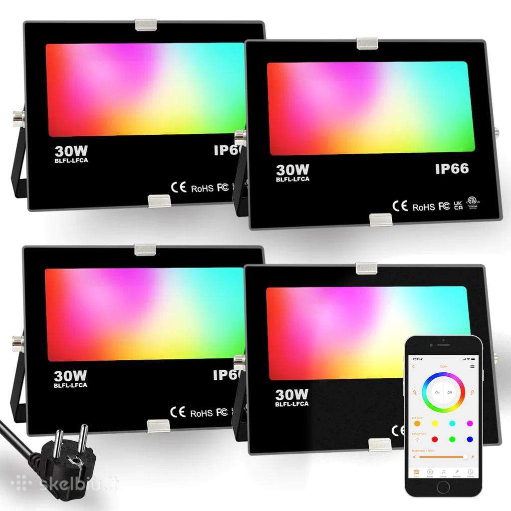 4 x Rgb LED Flood light lempos 30w Ip66
