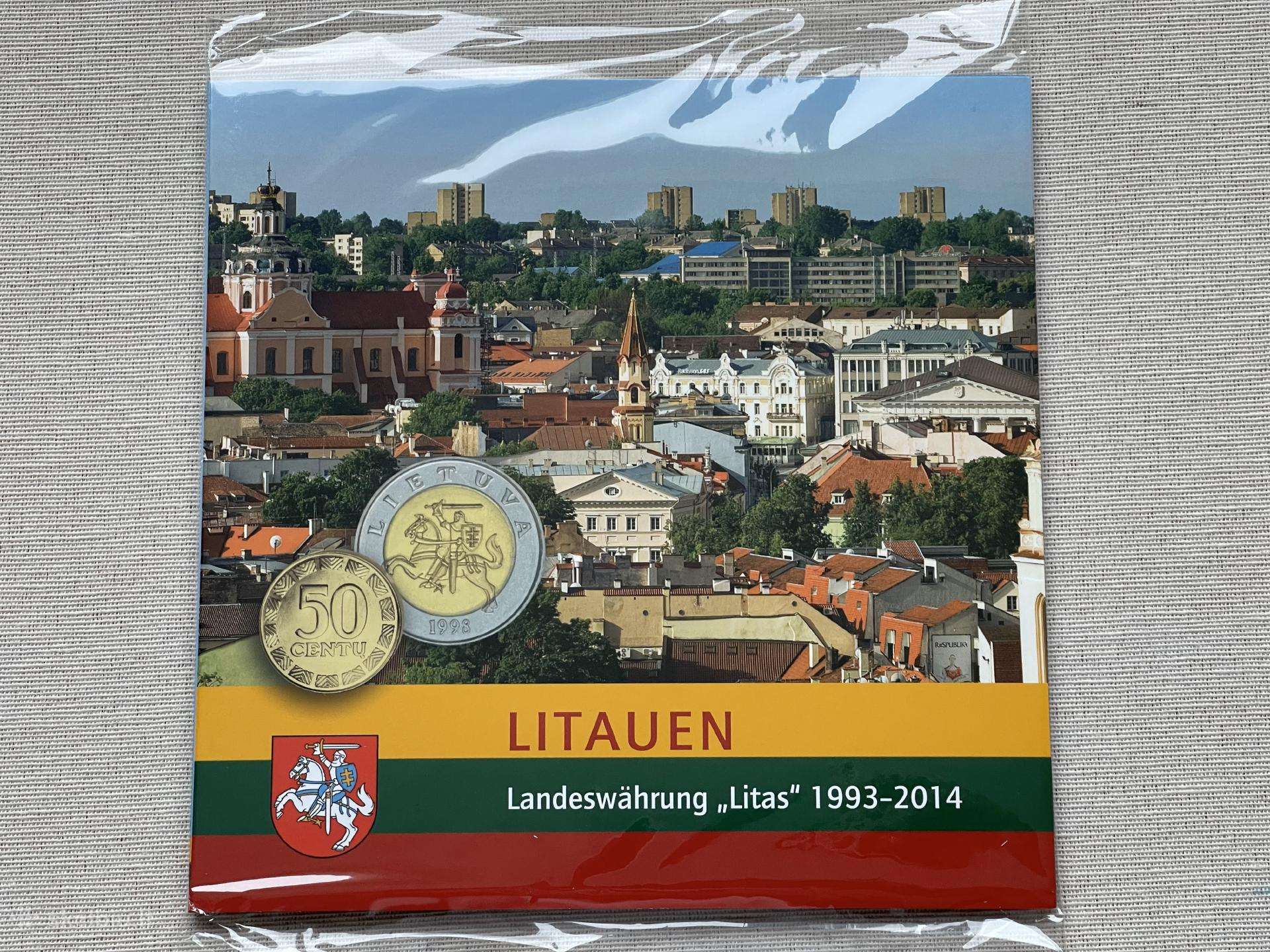 Naujas litų rinkinys su 1998 m. 1, 2 Lt bei 50 ct