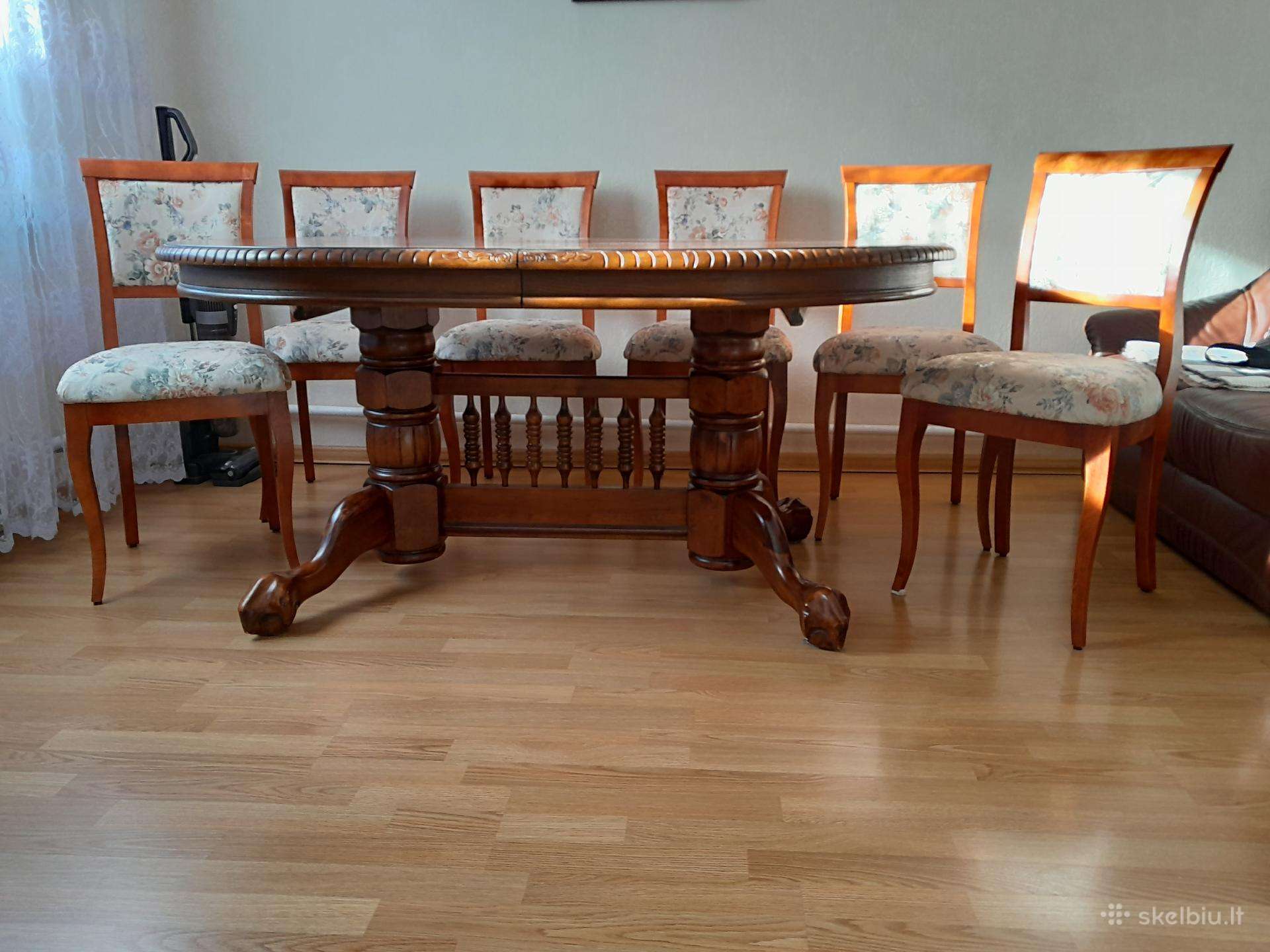 Pietu stalas , intarpas 80cm, 6 kėdės