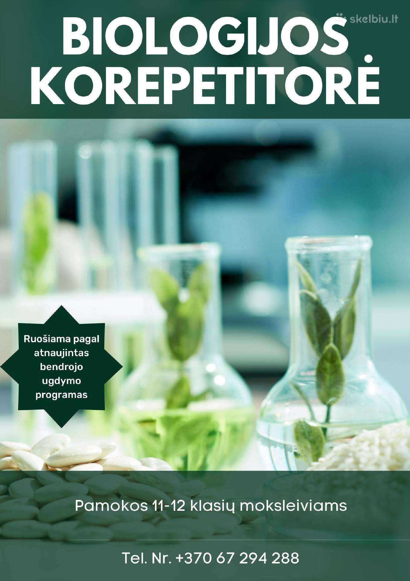 Biologijos korepetitorė egzaminams 2026-2027 m.m
