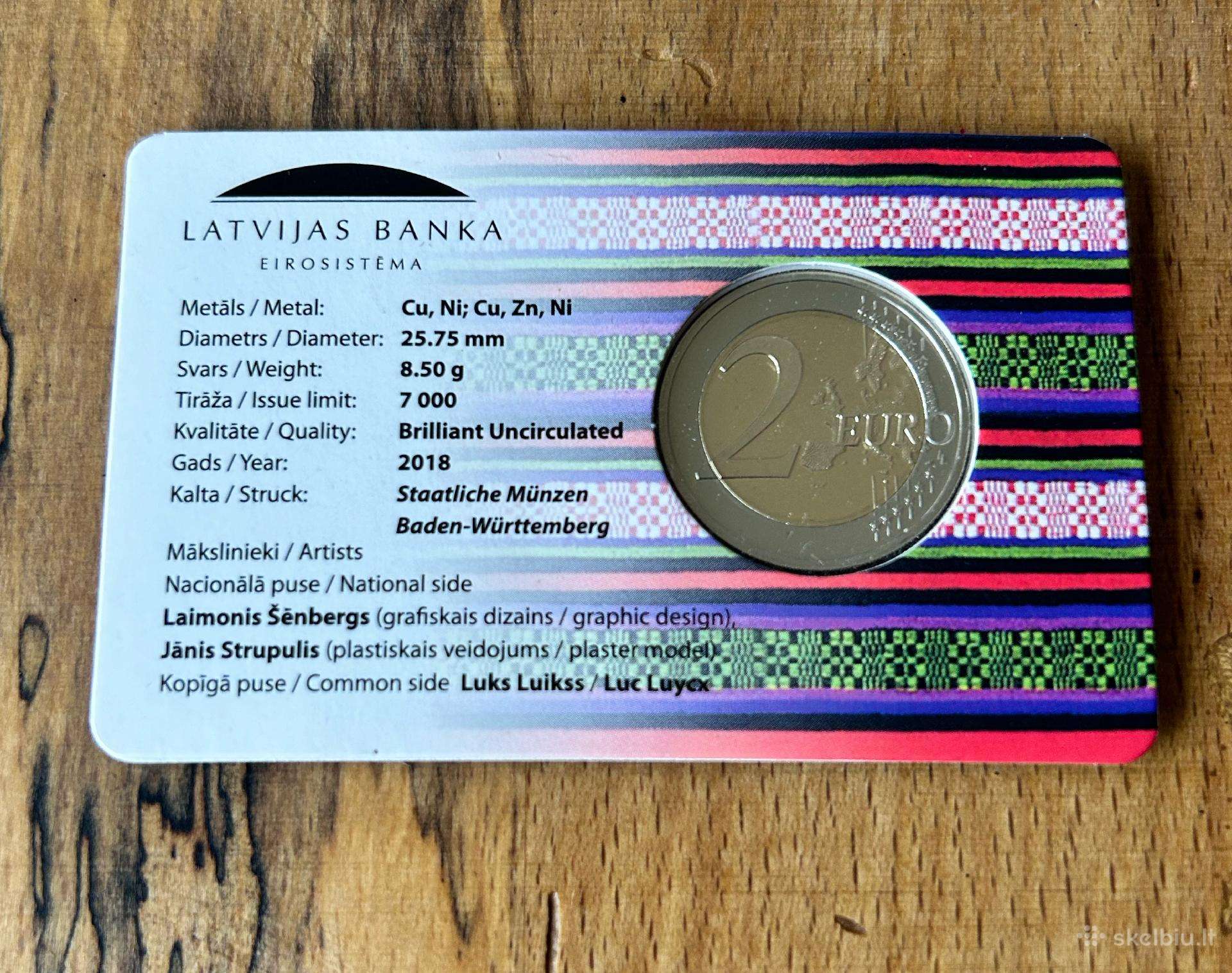 2 eurų Latviška proginė moneta Zemgale (kort.)