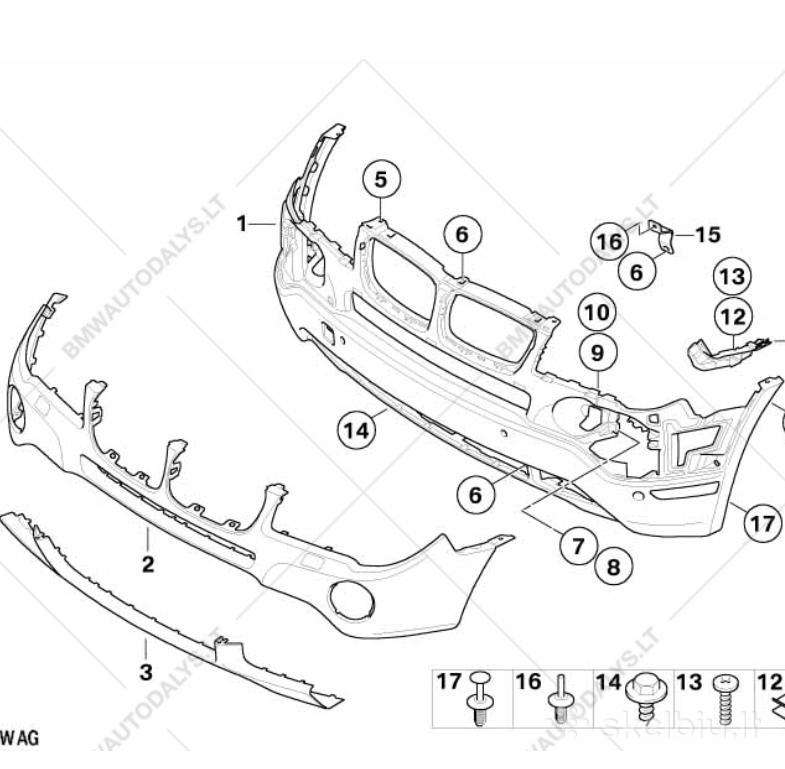 BMW X3 bumpers, front grill, decals