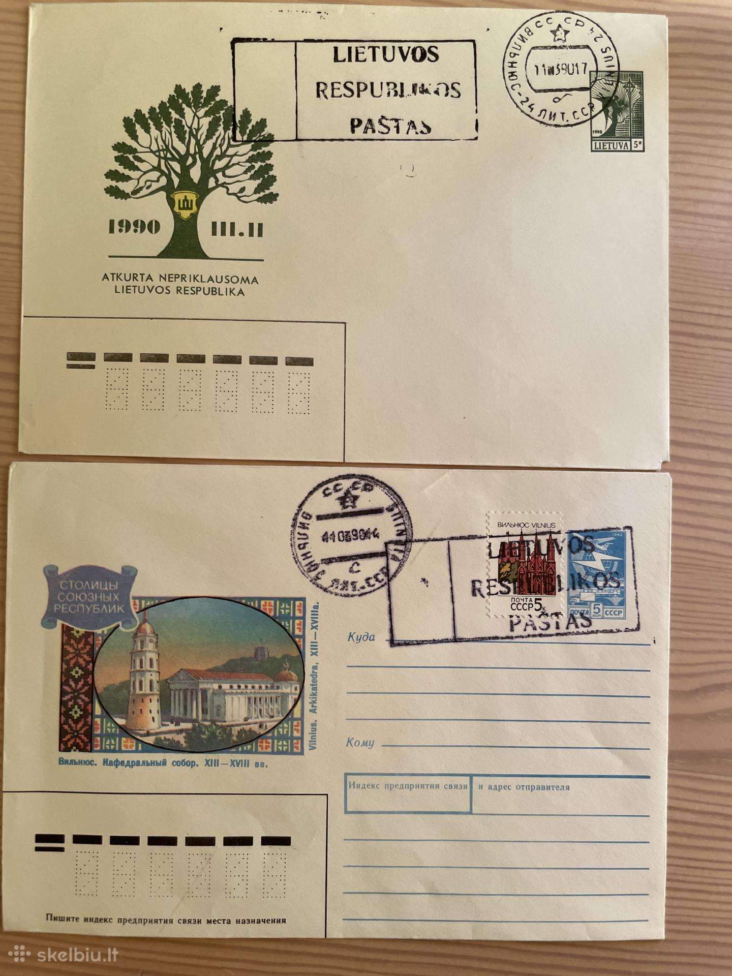 Unikalūs 1990-03-11 antspauduoti vokai