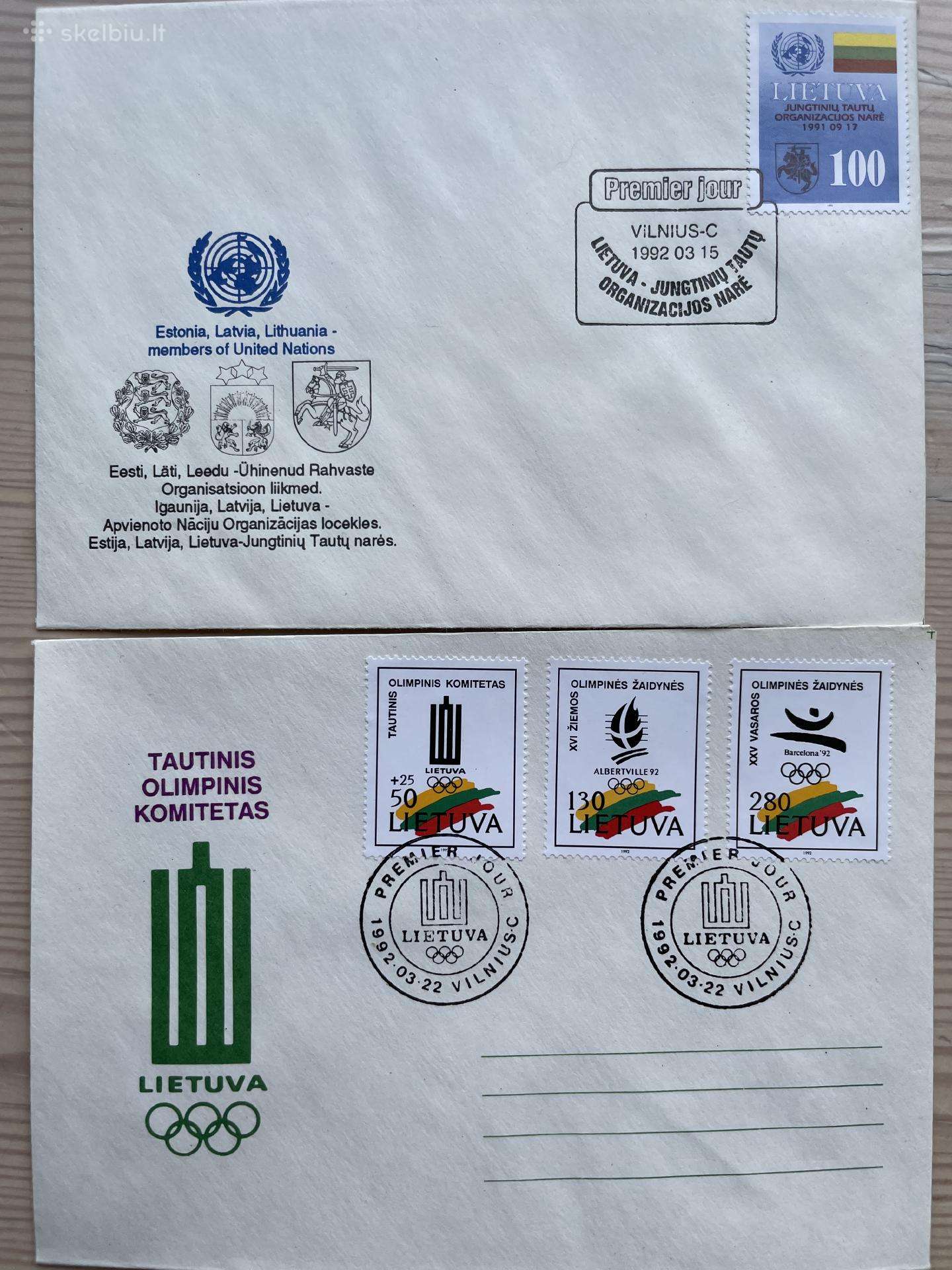 1992 m. Lietuviški pirmosios dienos vokai