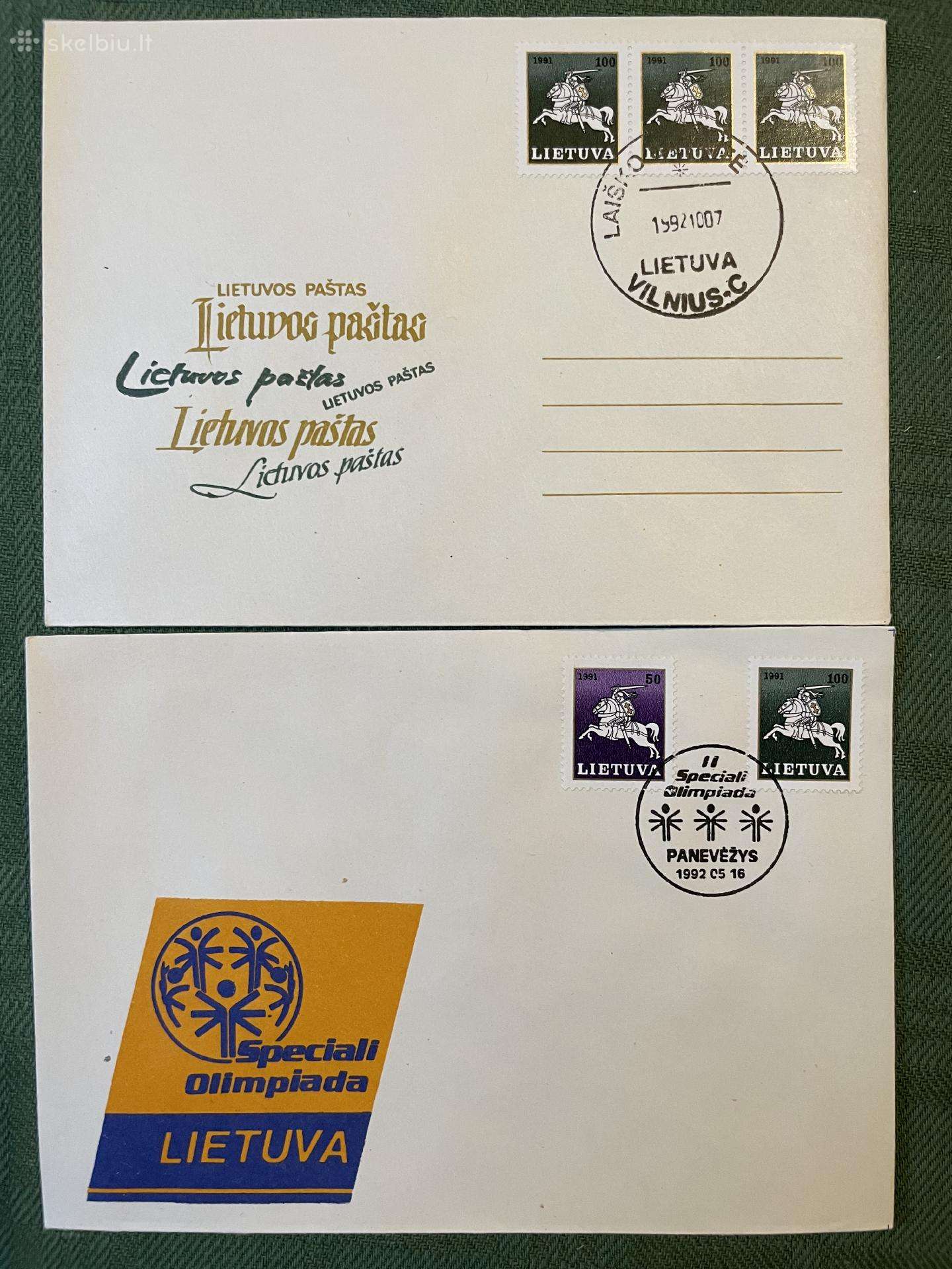 Lietuvos 1992 m. vokai su spec spaudais
