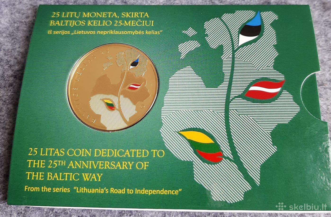 2014m. 25 litų moneta Baltijos kelio 25-čiui korte