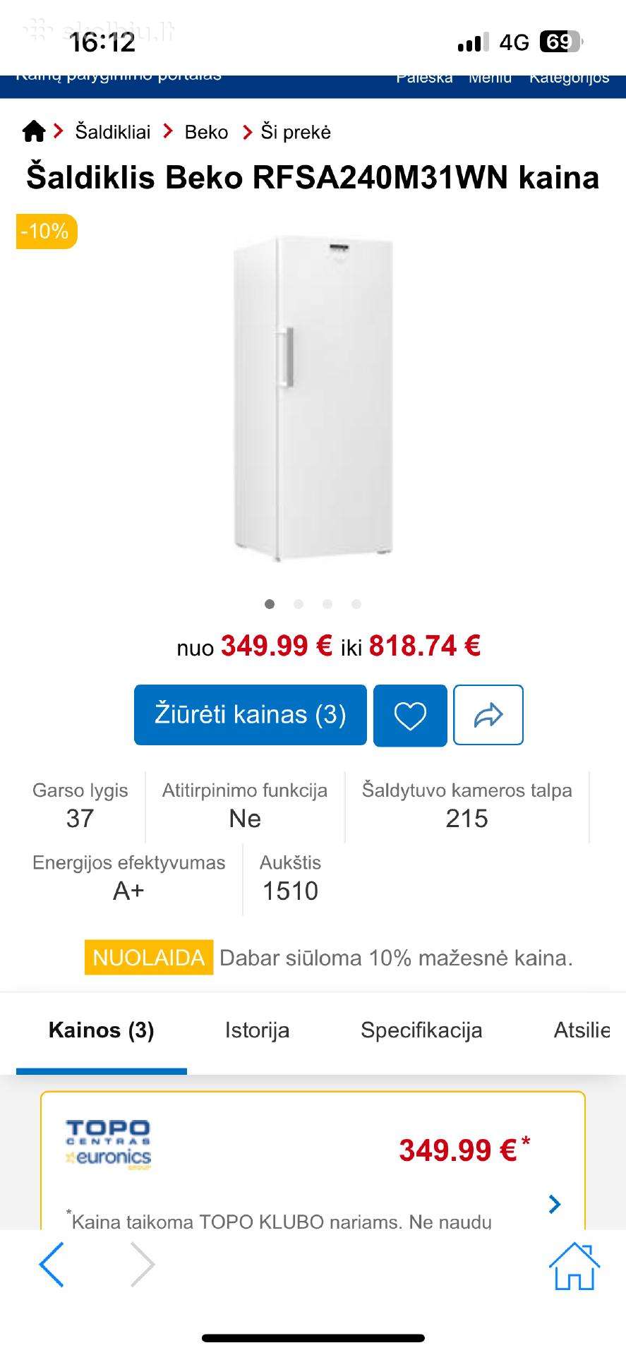 Parduodu naudotą šaldiklį