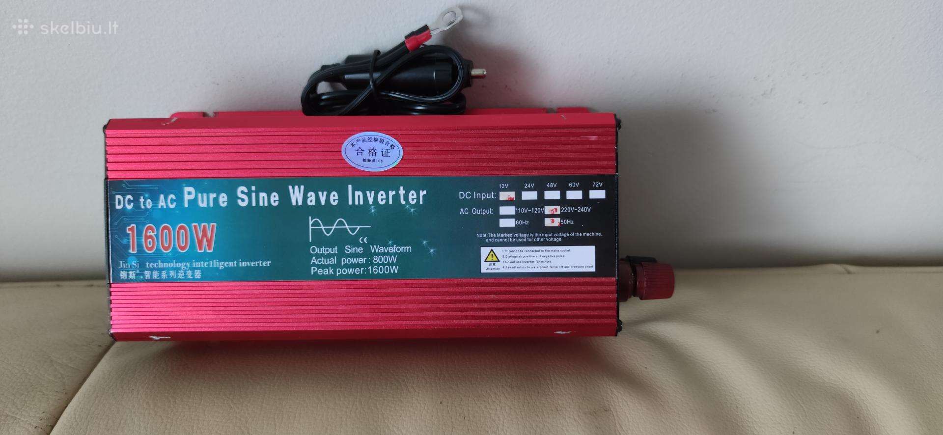 Inverteris šv. sinusas12-220v 1600w