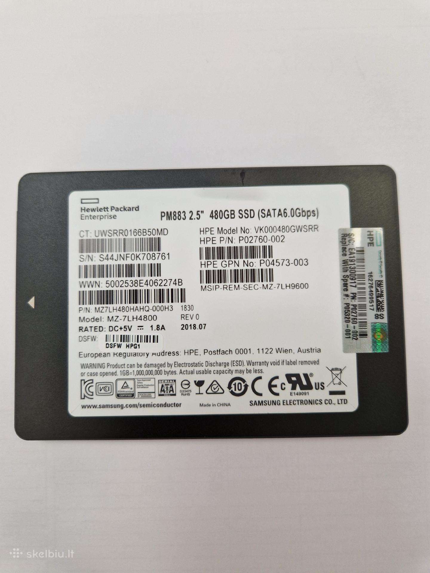 Hpe 480gb SSD Pm883 2,5" Sata 6 Gbps
