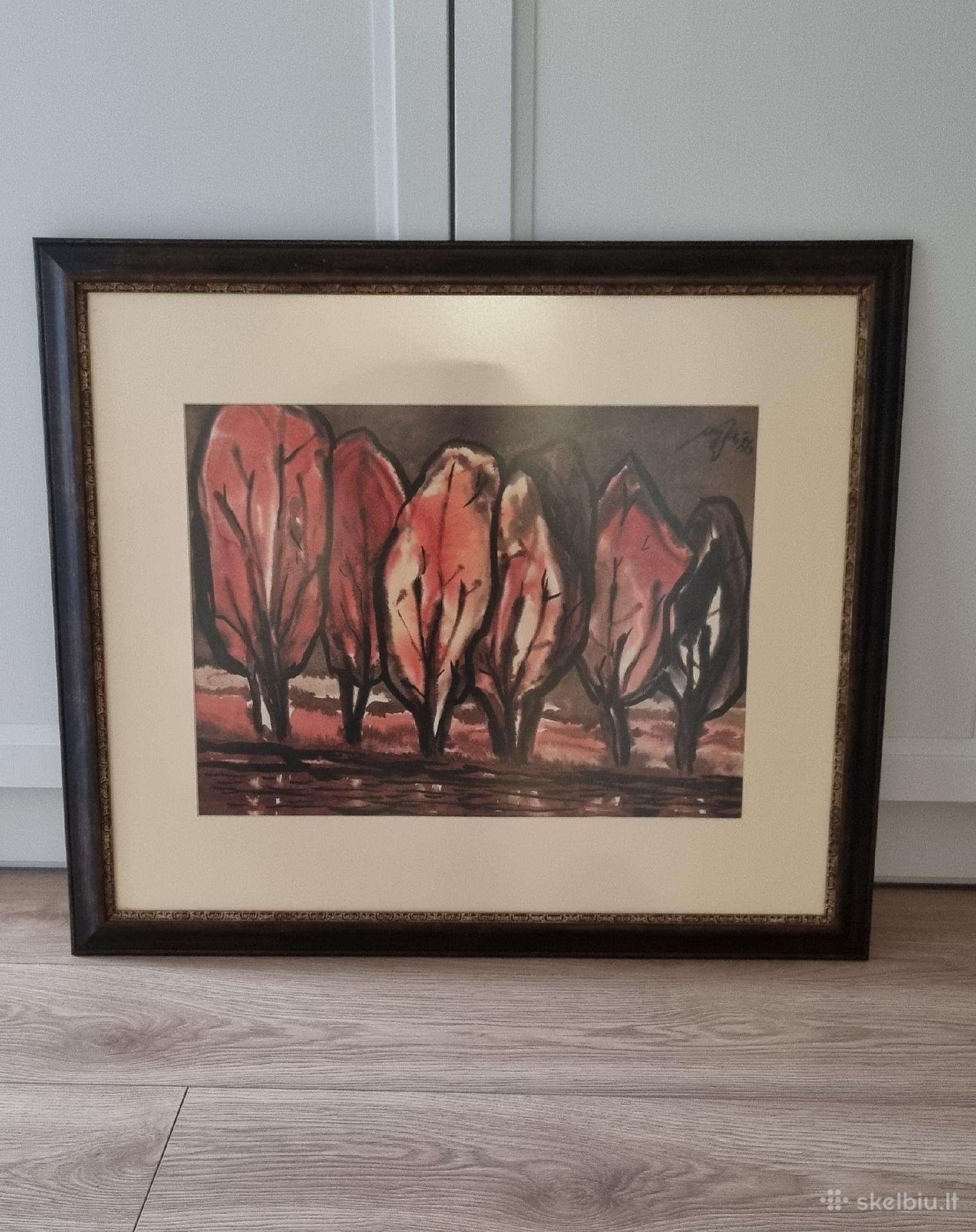 Paveikslas Ruduo 1986m., akvarelė, medinis rėmas