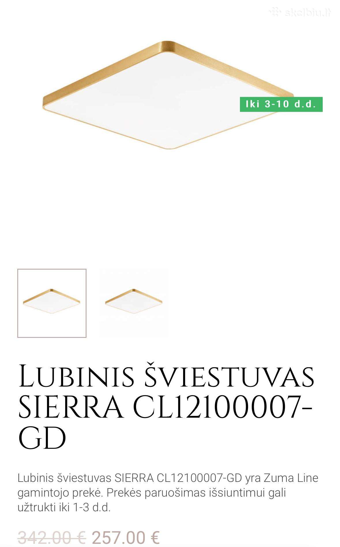 Lubinis šviestuvas aukso spalvos