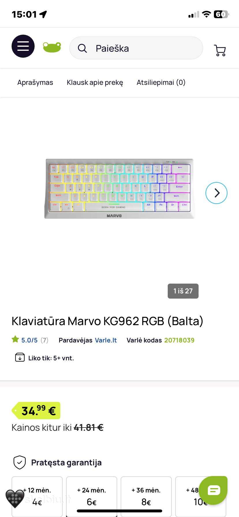 Klaviatūra kg962g white rgb red 60%
