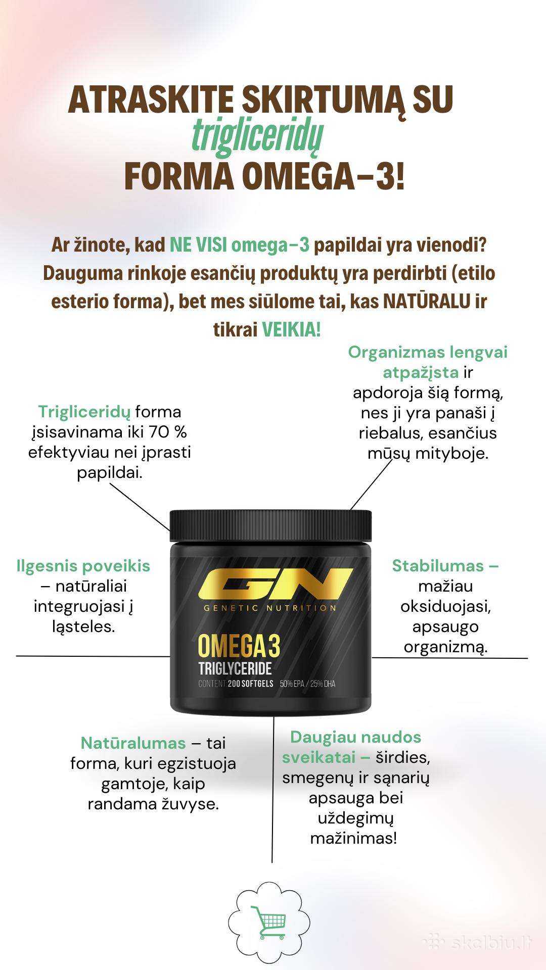 Trigliceridų Omega 3 200caps stipri koncentracija