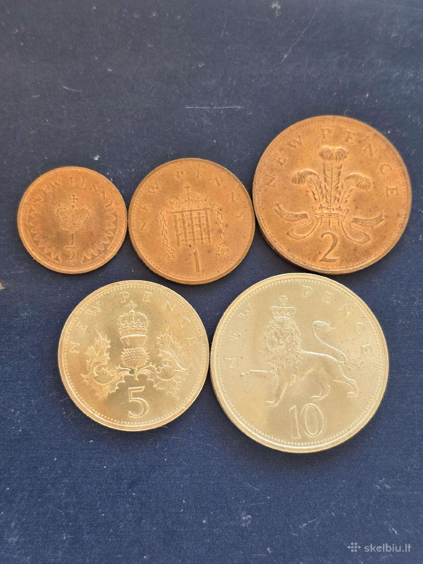 D. Britanija 1967 rink. Unc 1/2.1,2,5,10 new pence