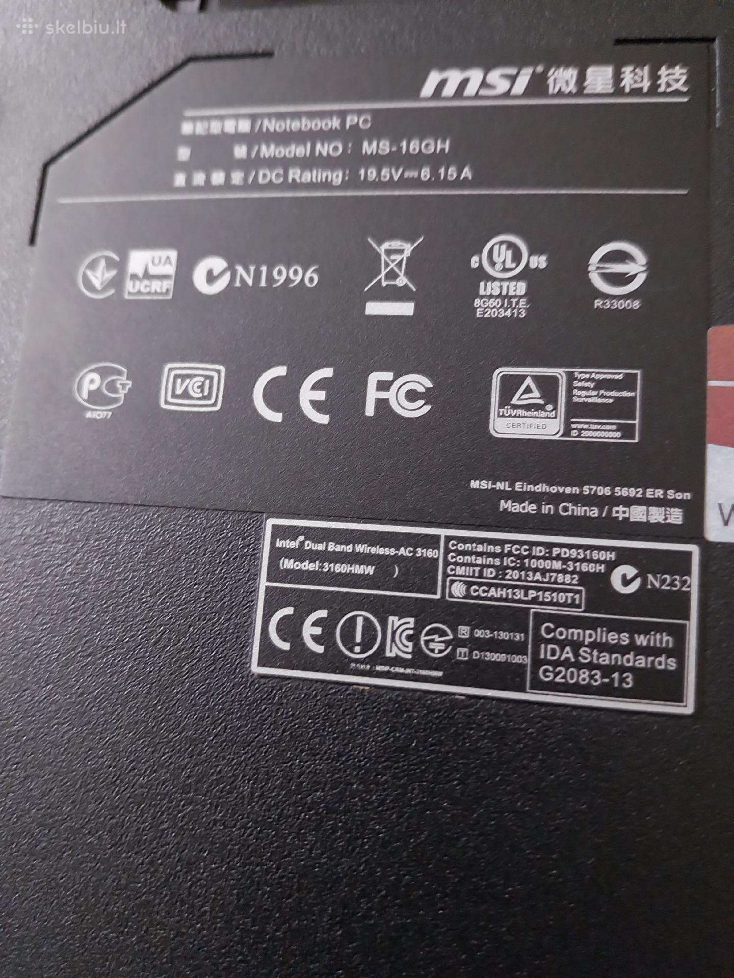 Parduodu laptopa msi i 7 procesorius 16gb ramai