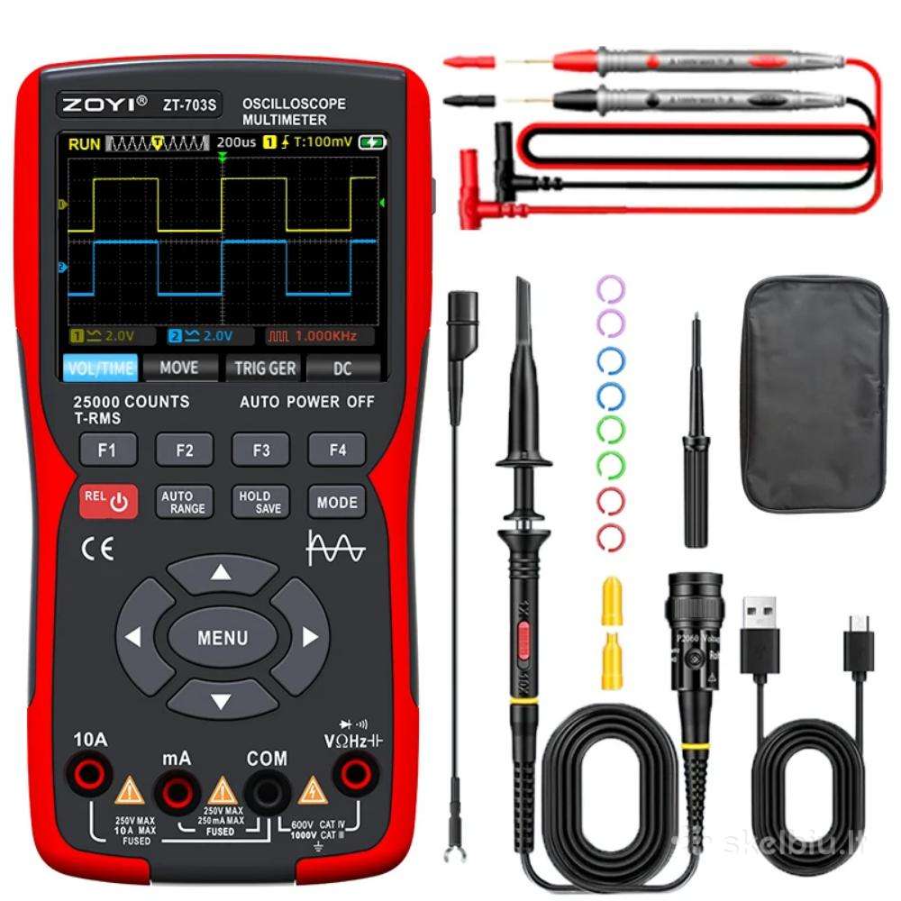 Osciloskopai Zt703s 3in1, Winapex 810b ir Fnirsi
