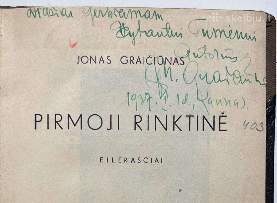 Pirmoji rinktinė Eilėraščiai Jonas Graičiūnas 1936